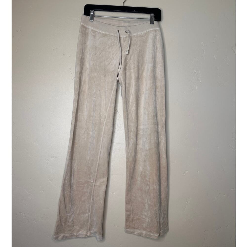 Loved Y2K Juicy Couture Cream/Beige Velour Basics Track Wide Leg Pants